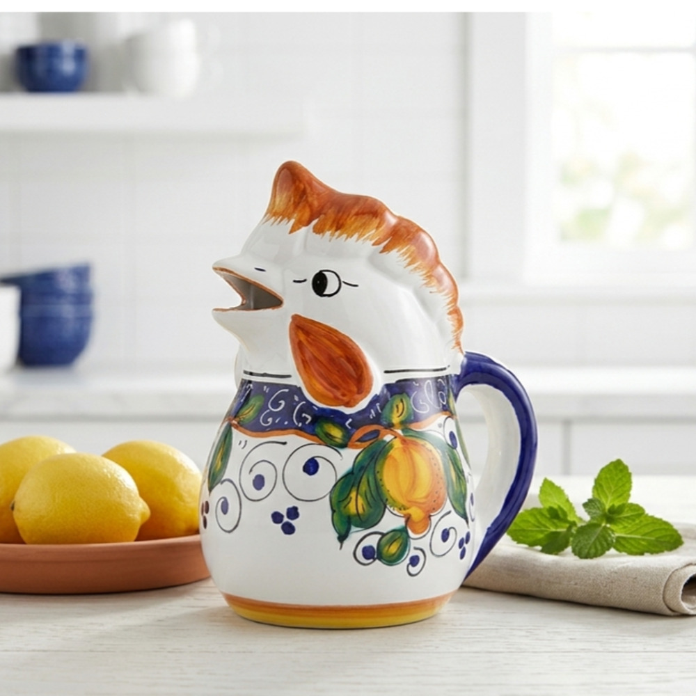 Vintage Italian Majolica Rooster Pitcher | Sugar e Spice Taormina Sicily